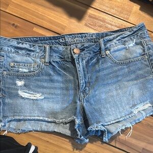 American Eagle Outfitters Blue Jean Shorts Distressed Cut-Offs